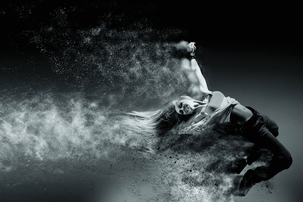 Person Movement Speed Black And White Sand Explosion