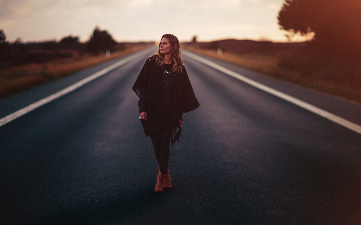 Girl Standing On Road 5k