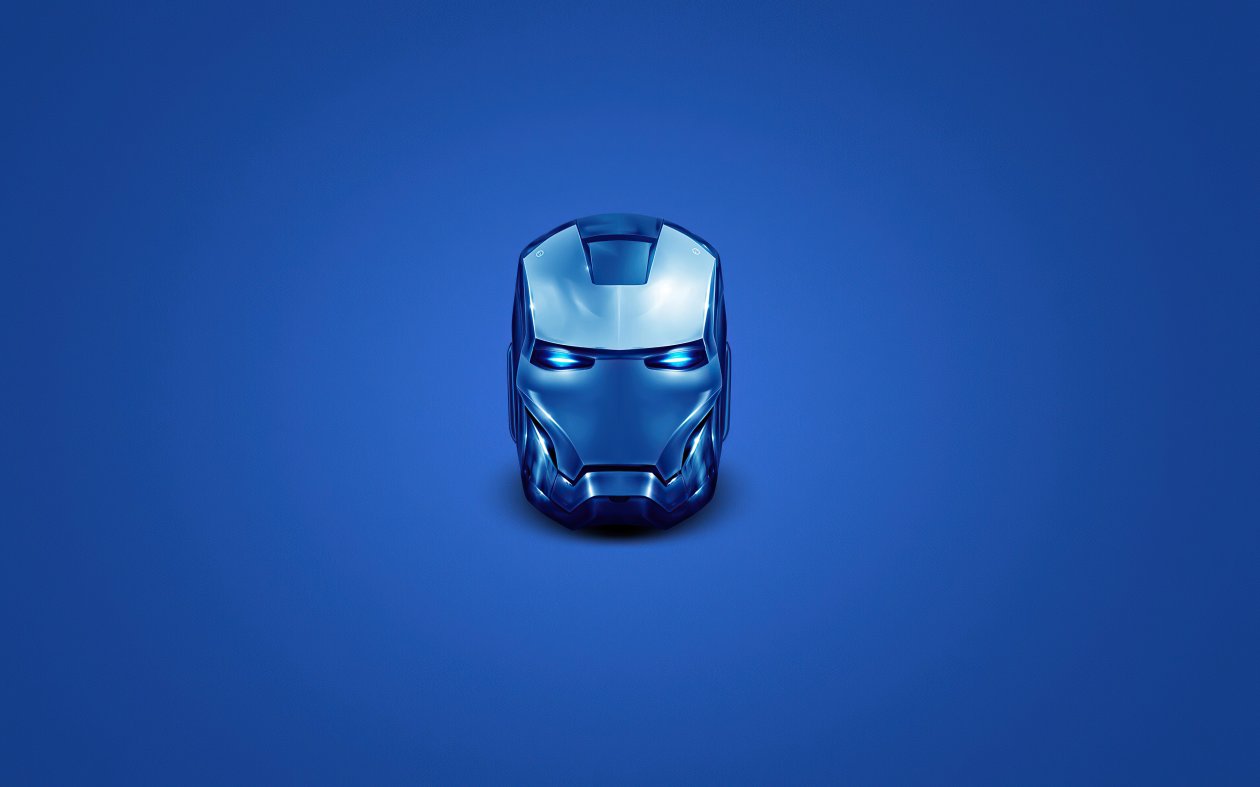 Iron Man Blue Helmet Minimal 4k