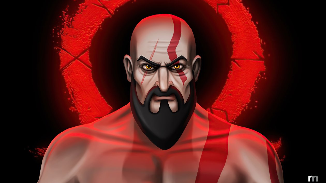 Kratos Cartoon Illustration 5k