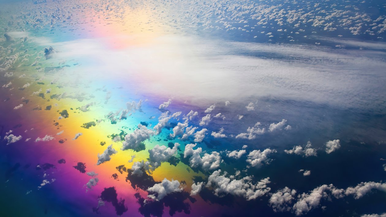 Rainbow In Clouds 4k