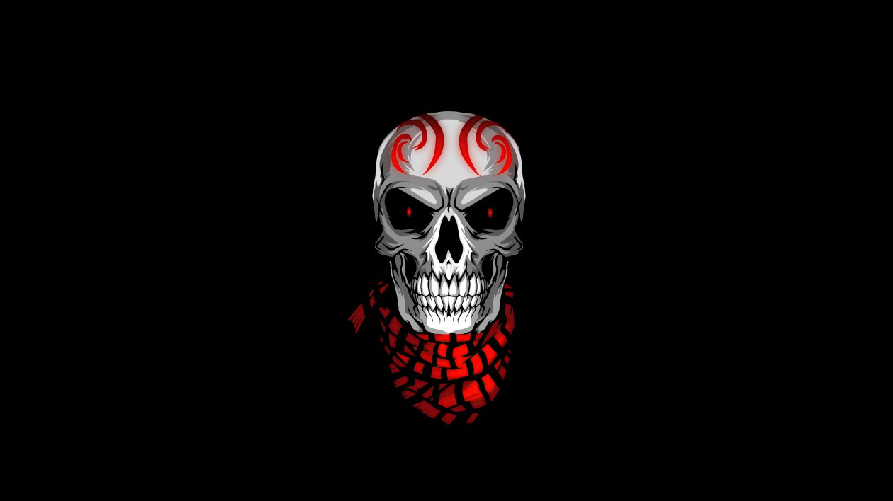 Skull With Scarves Minimal 4k