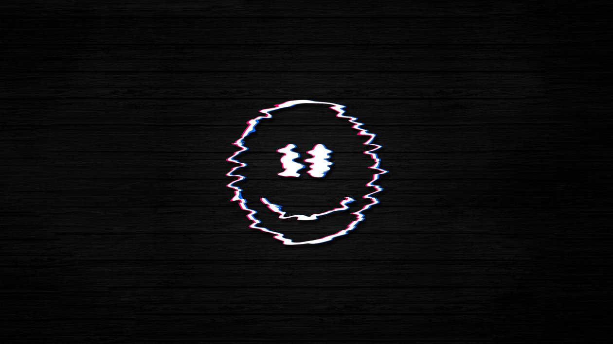 Smiley Glitch Dark Black 4k