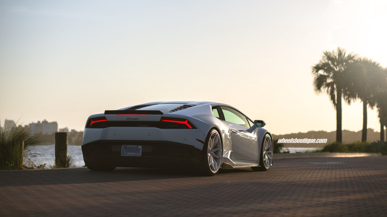 White Lamborghini Huracan Rear 4k