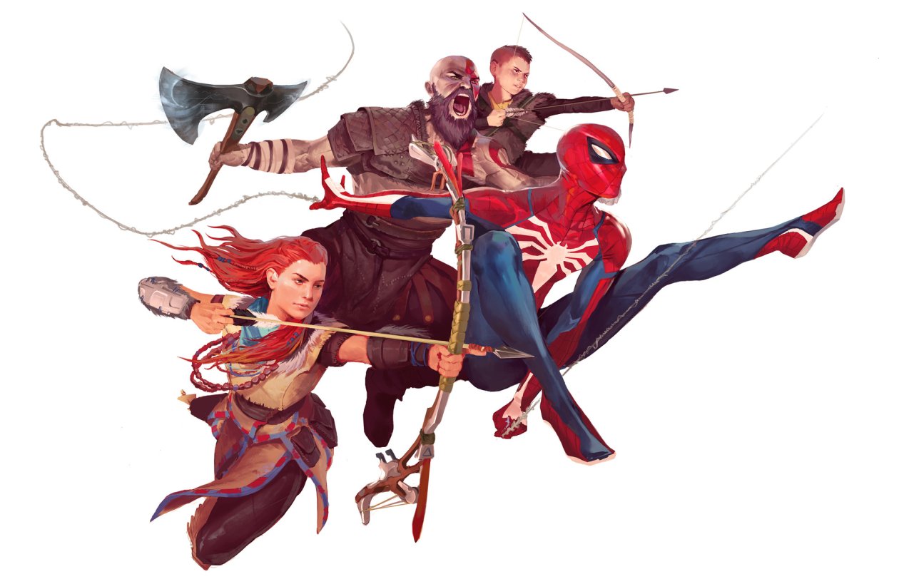 Spiderman And God Of War Characters Art