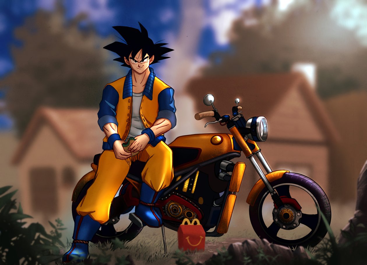 Goku Sitting On Bike