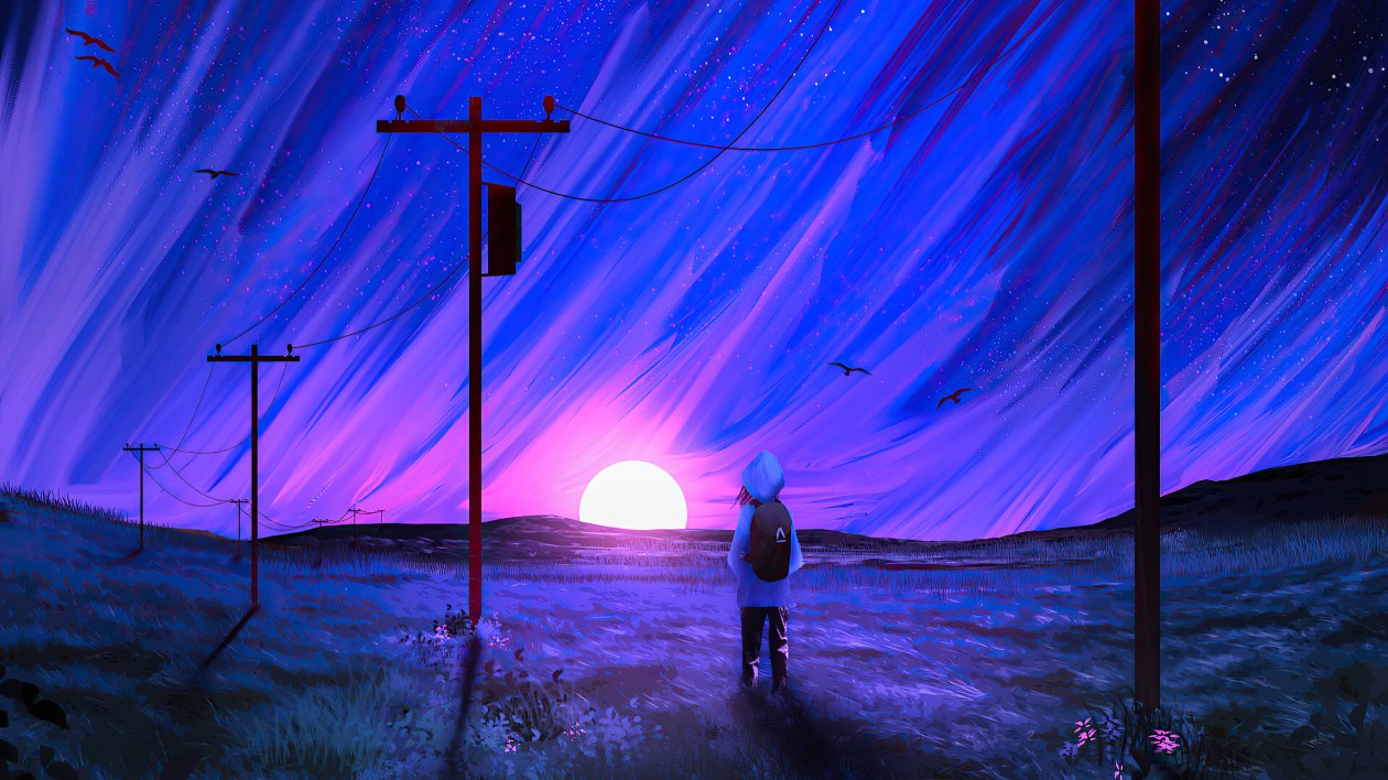 Morning Powerlines 4k