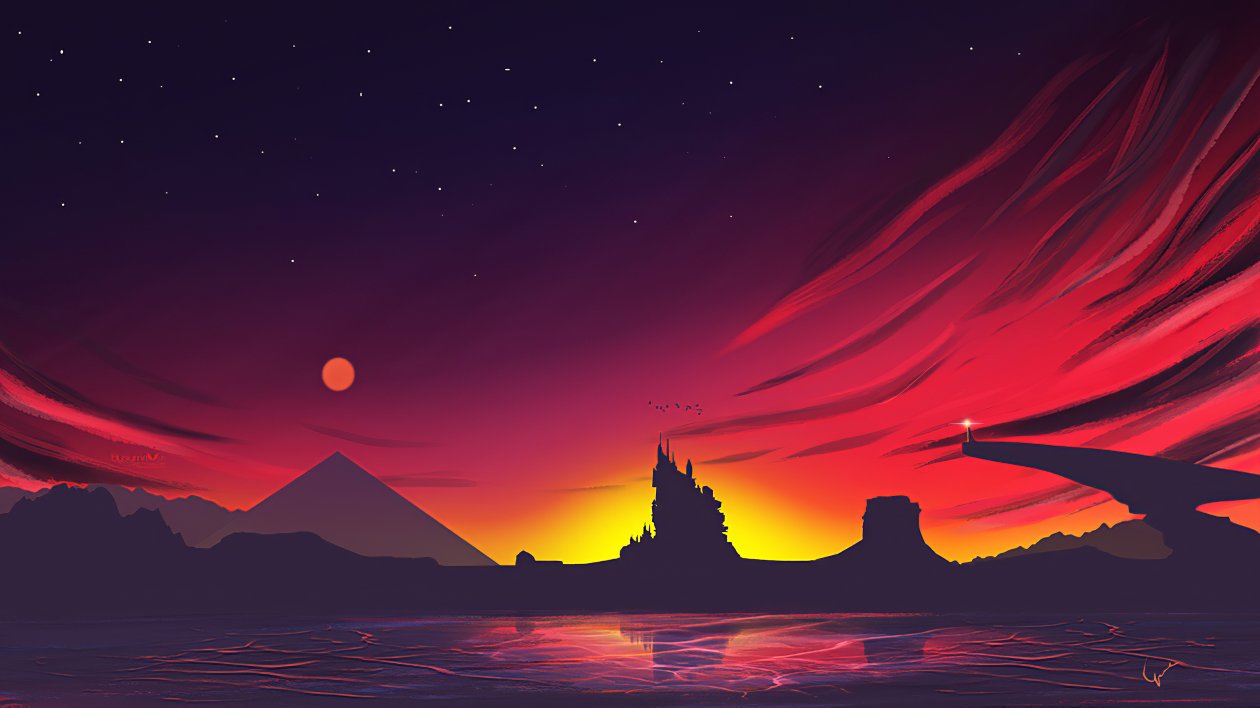 Minimal Sunset Landscape 4k