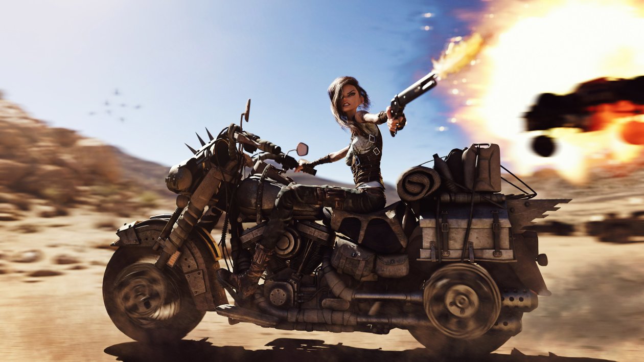 Mad Max Biker Anime Girl