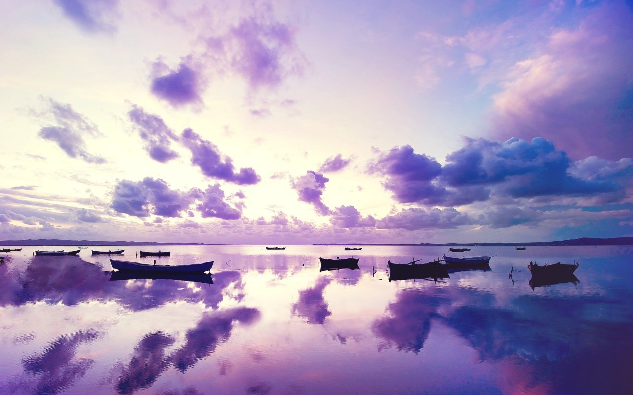 Purple Sunset In Ocean