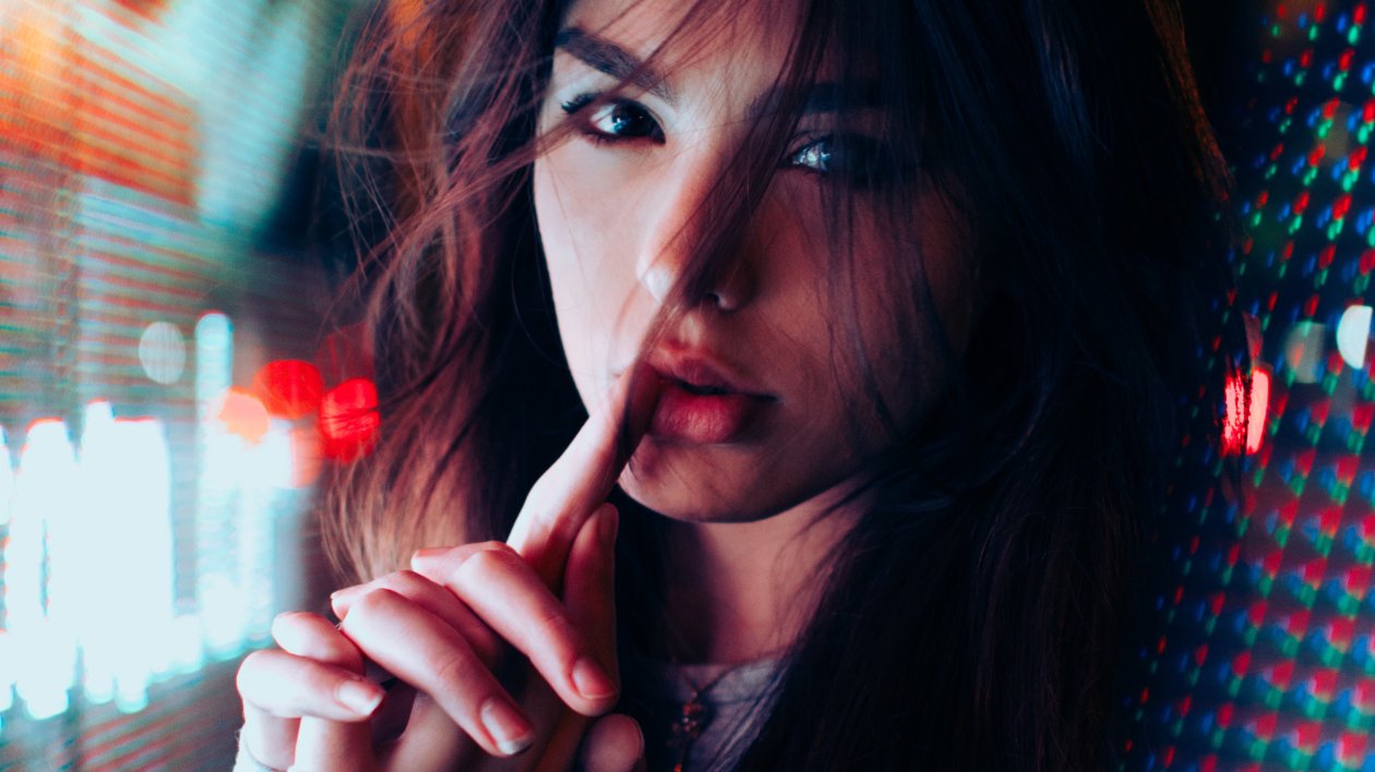 Cute Girl Finger On Lips