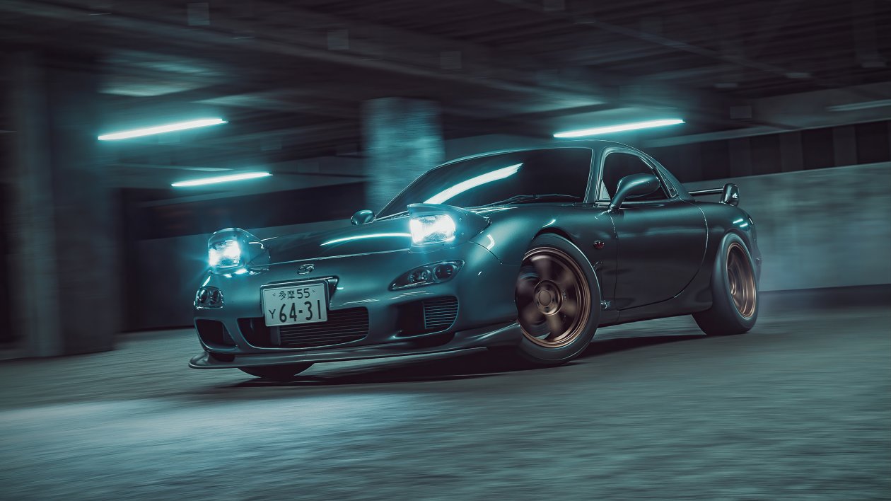 Mazda Rx7 Triple Black 4k