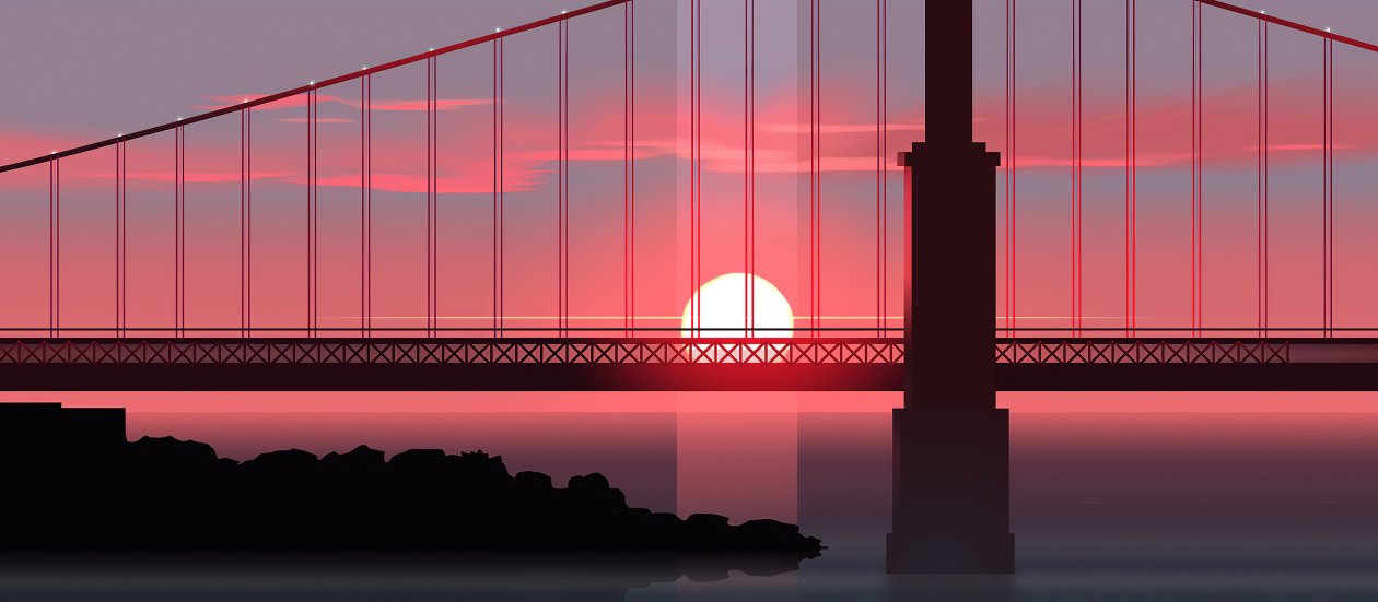 Bridge Sunset Minimal Art 4k
