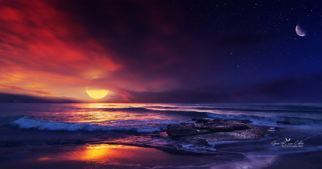 Ocean Sunset Illustration