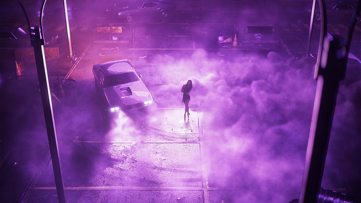 Car Drifting Girl Ballerina Synthwave 4k