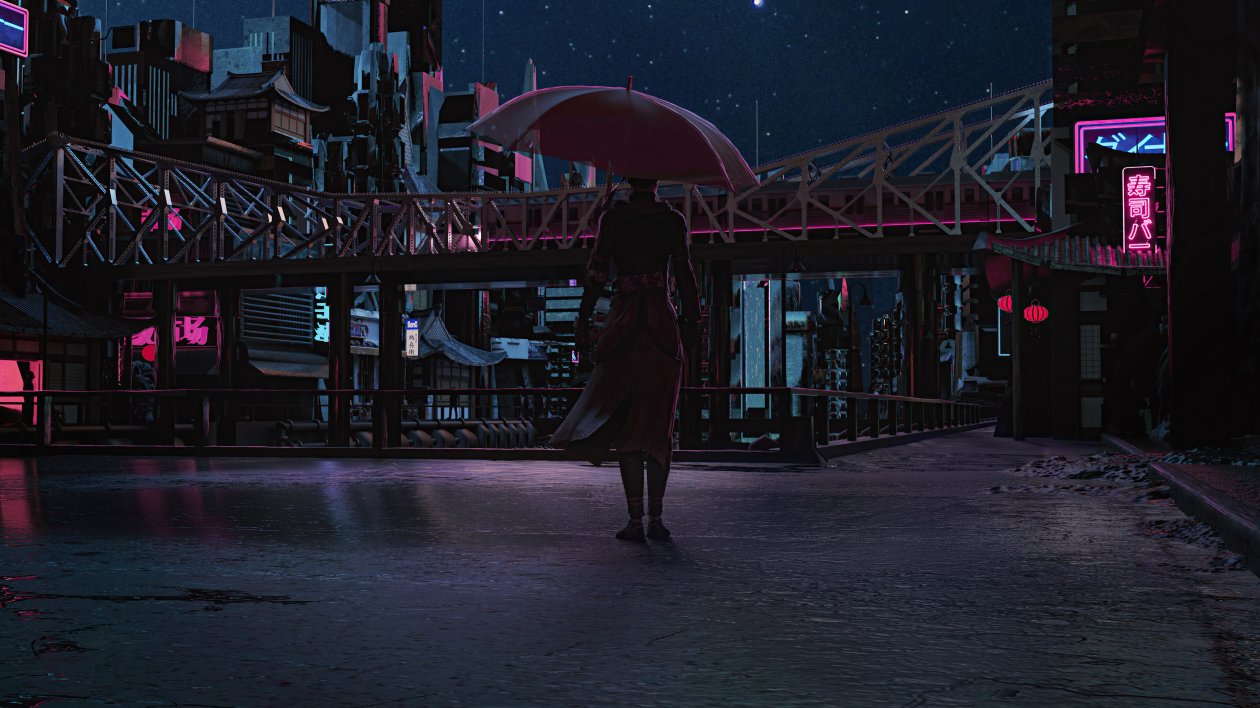 Girl Umbrella Walking 5k