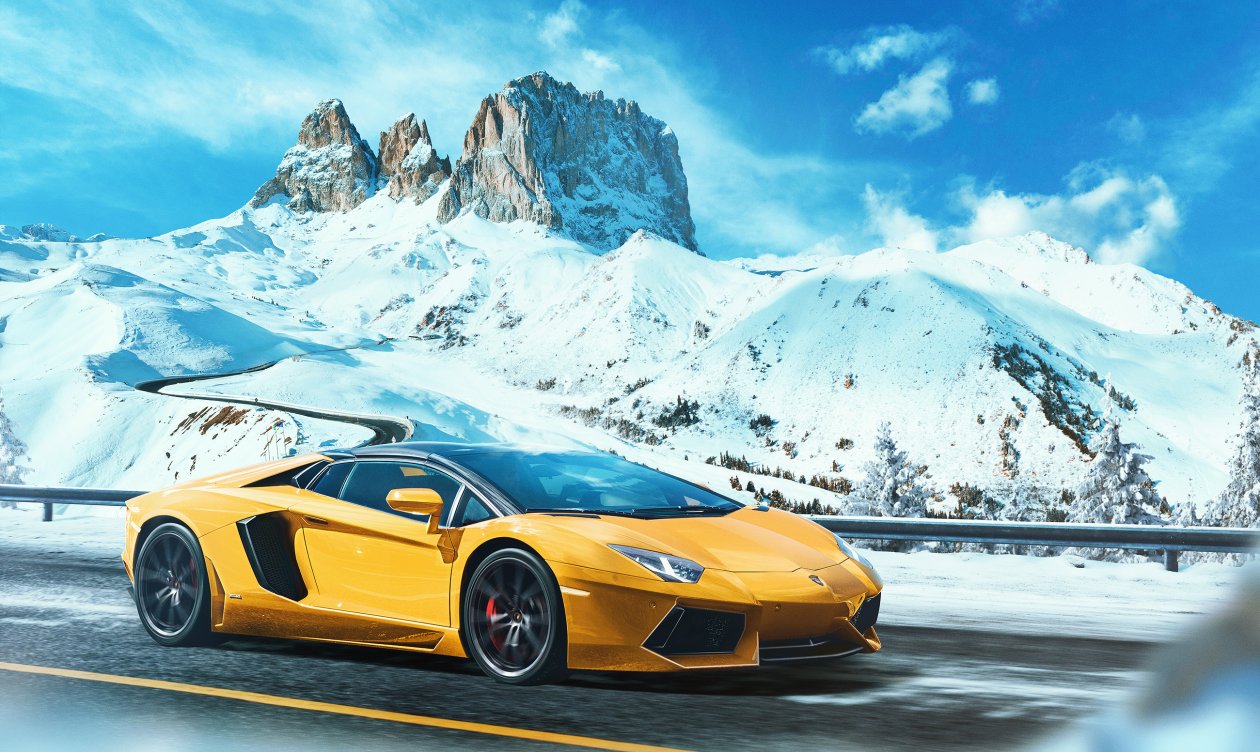 Yellow Lamborghini Aventador