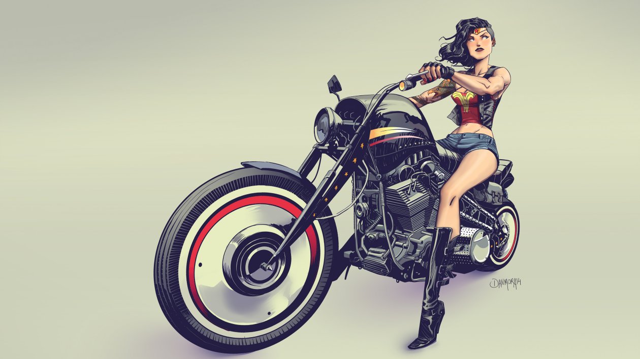 Wonder Woman On Bike 4k