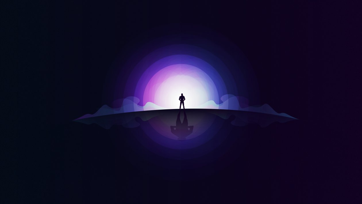 Standing On Front Of Moonlight 4k