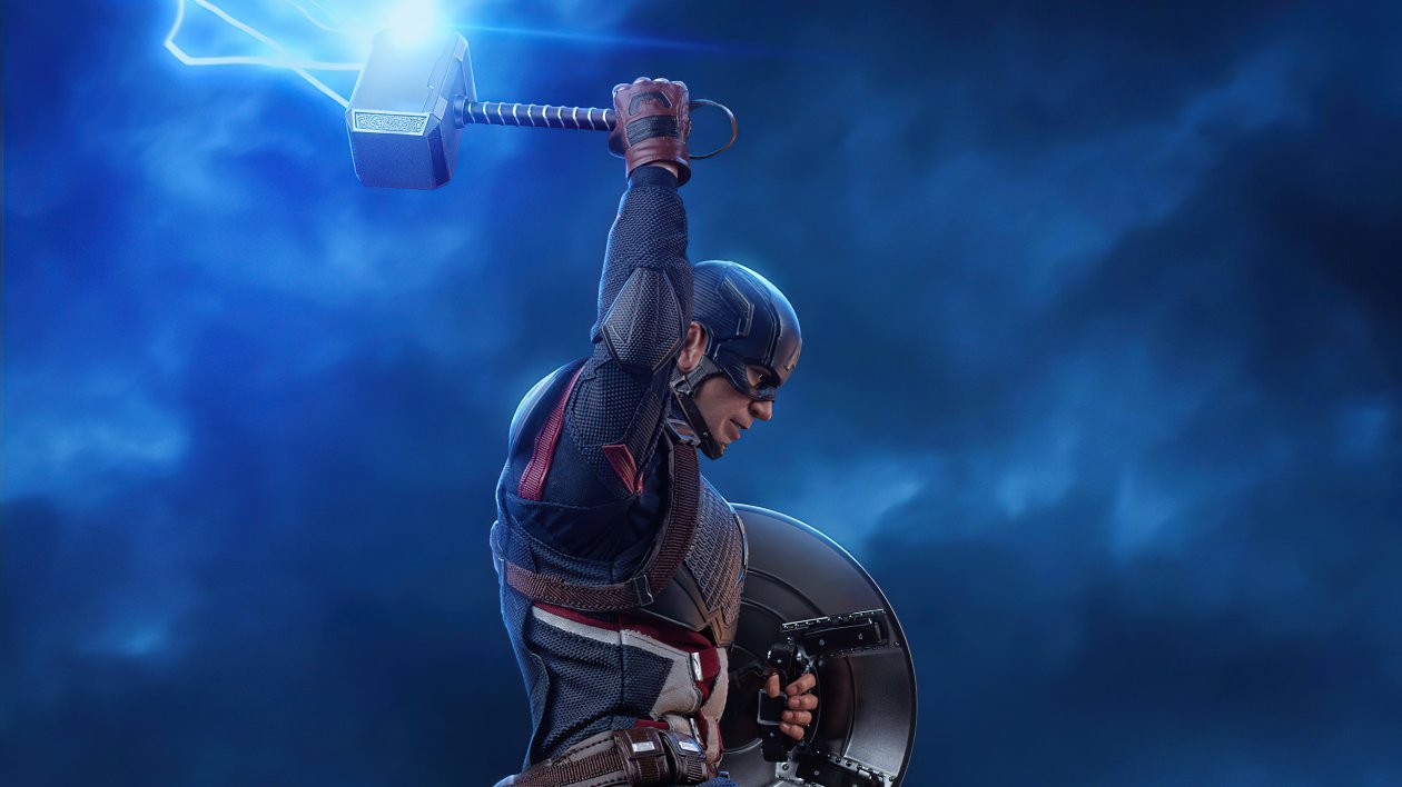 Captain America With Lightning Hammer 4k