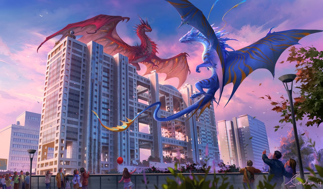 Blue Vs Red Dragon 4k