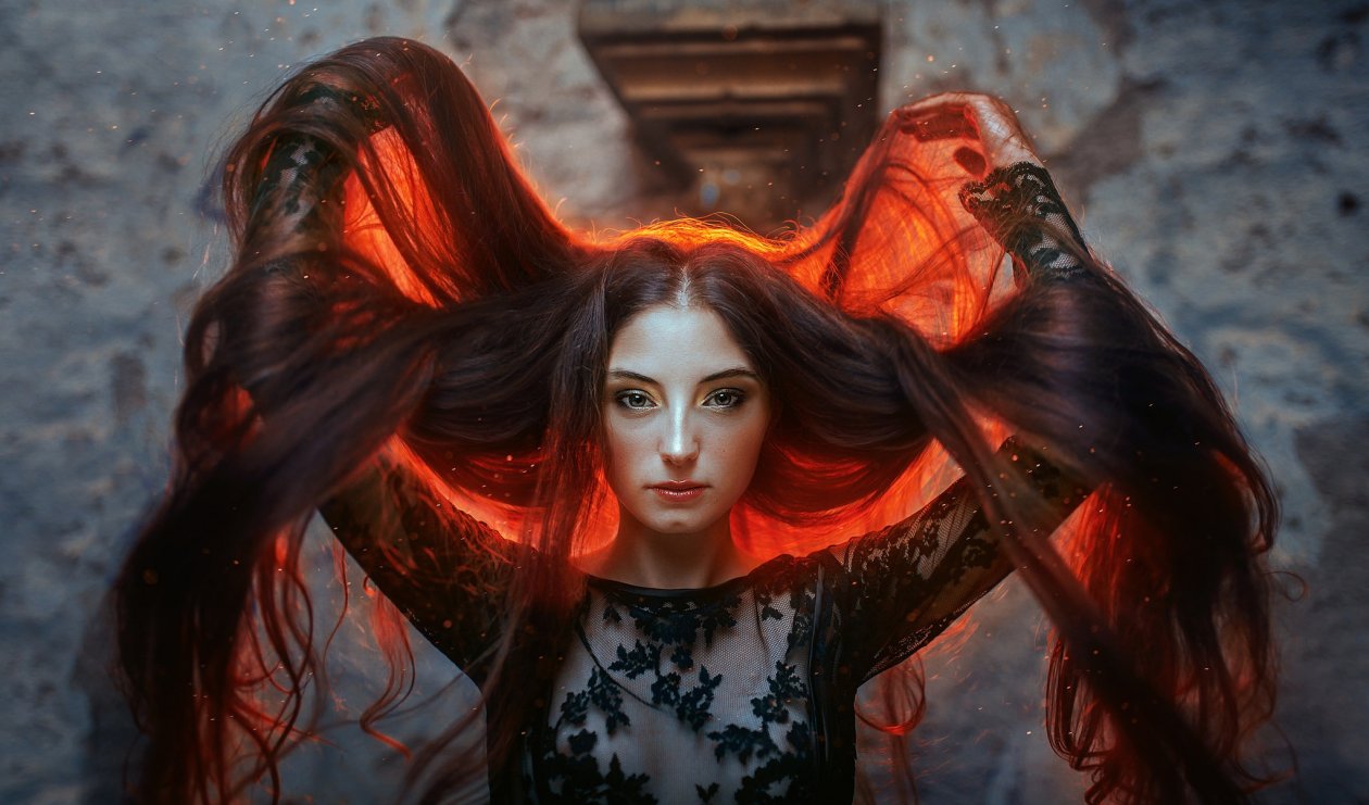 Colorful Long Hair Women