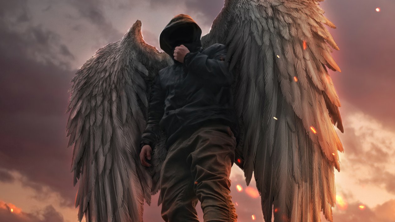 Hoodie No Face Guy With Wings