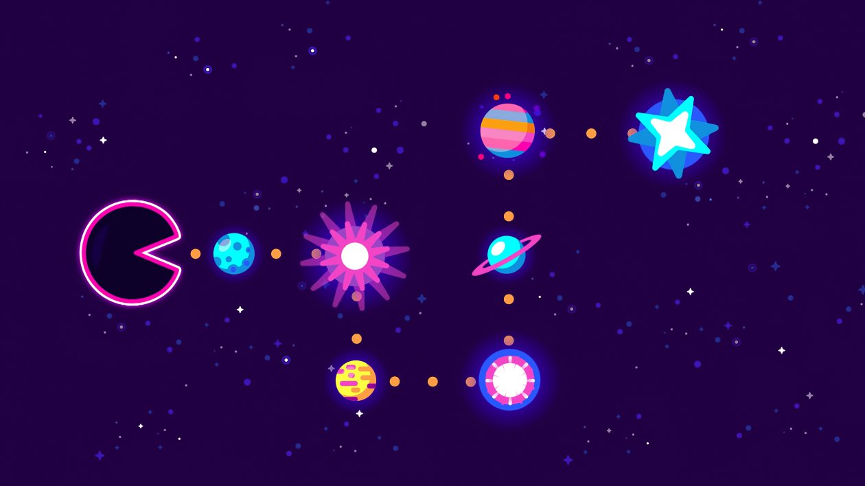 Pacman Eating Planets 4k