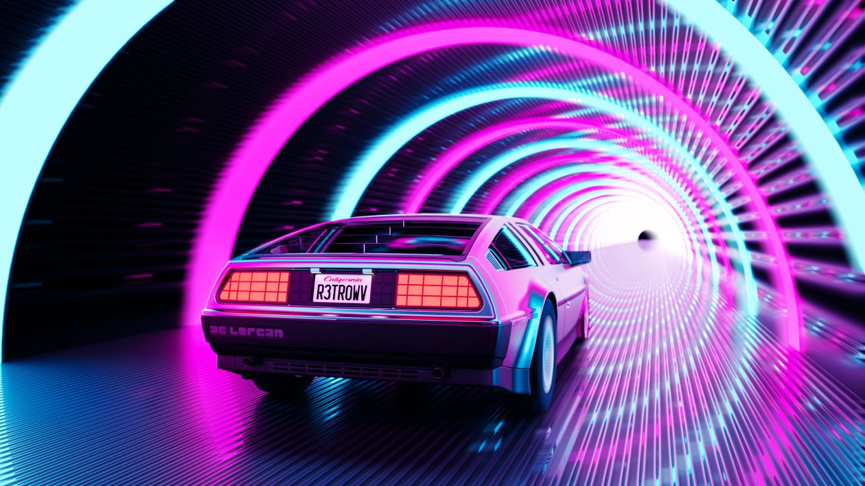 Retro Delorean 4k