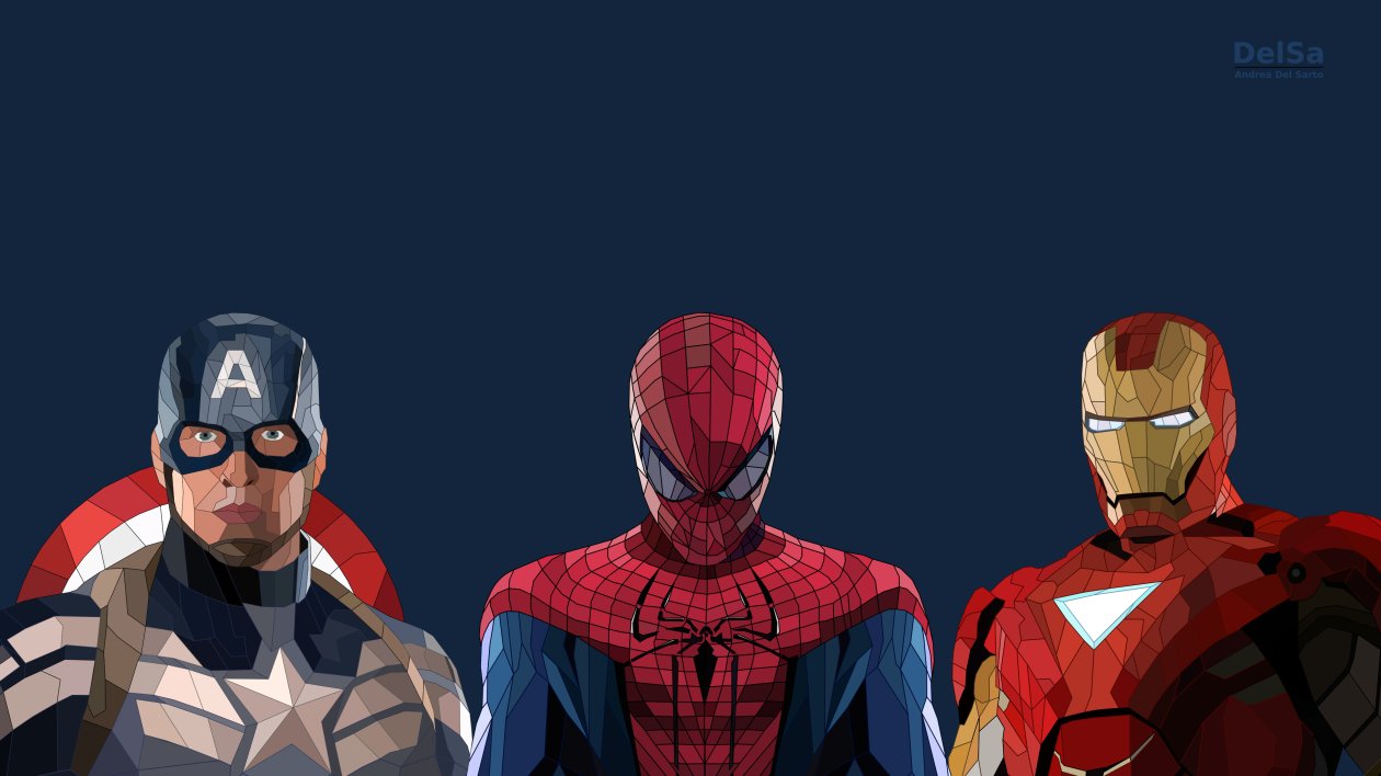 Spiderman Iron Man Captain America Low Poly Artwork