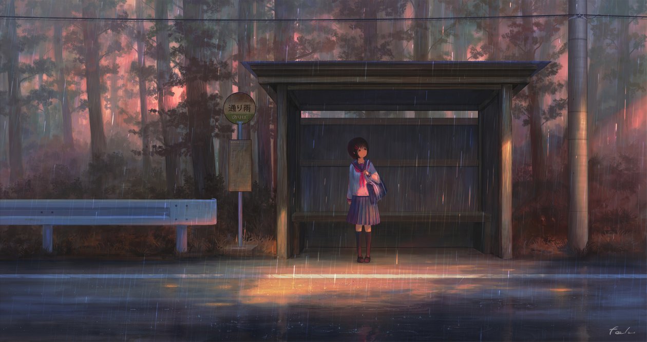 Rain Anime Girl Bustand 4k