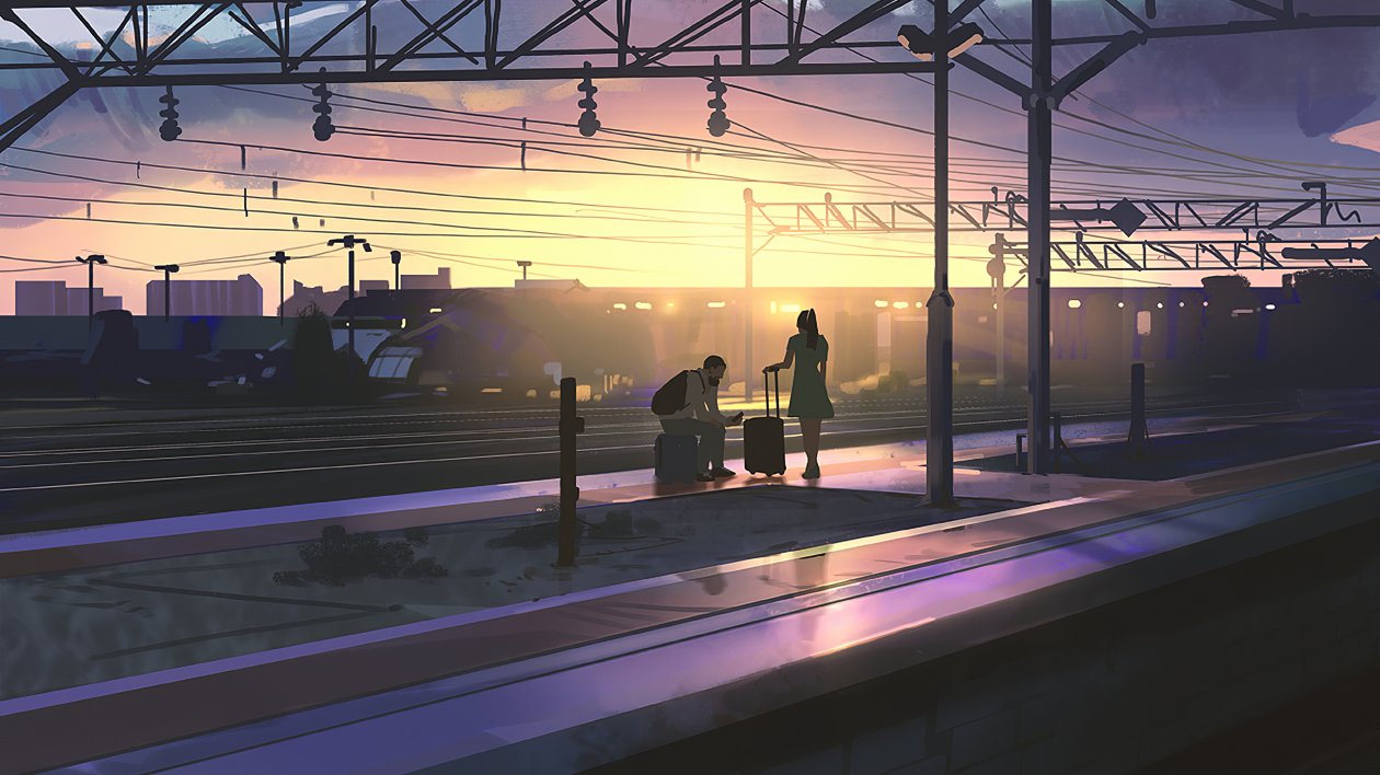 Going Home Back Train Platform 4k