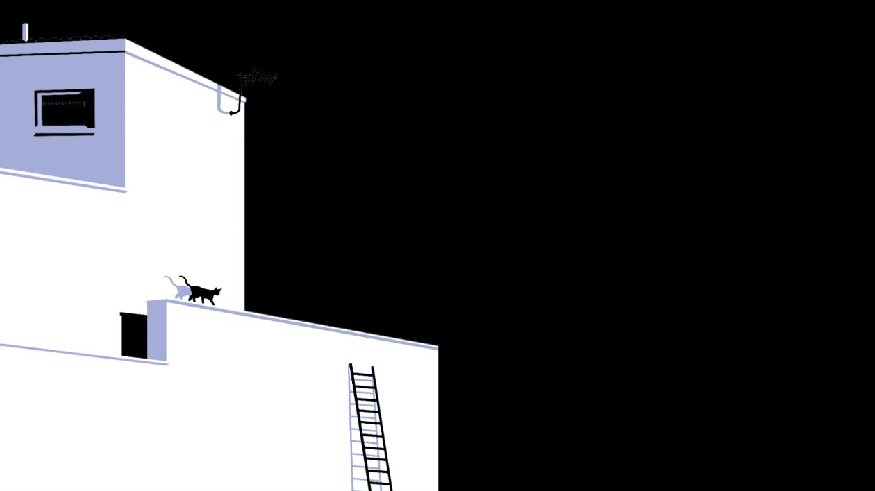 Cat Rooftop Minimal Dark 5k