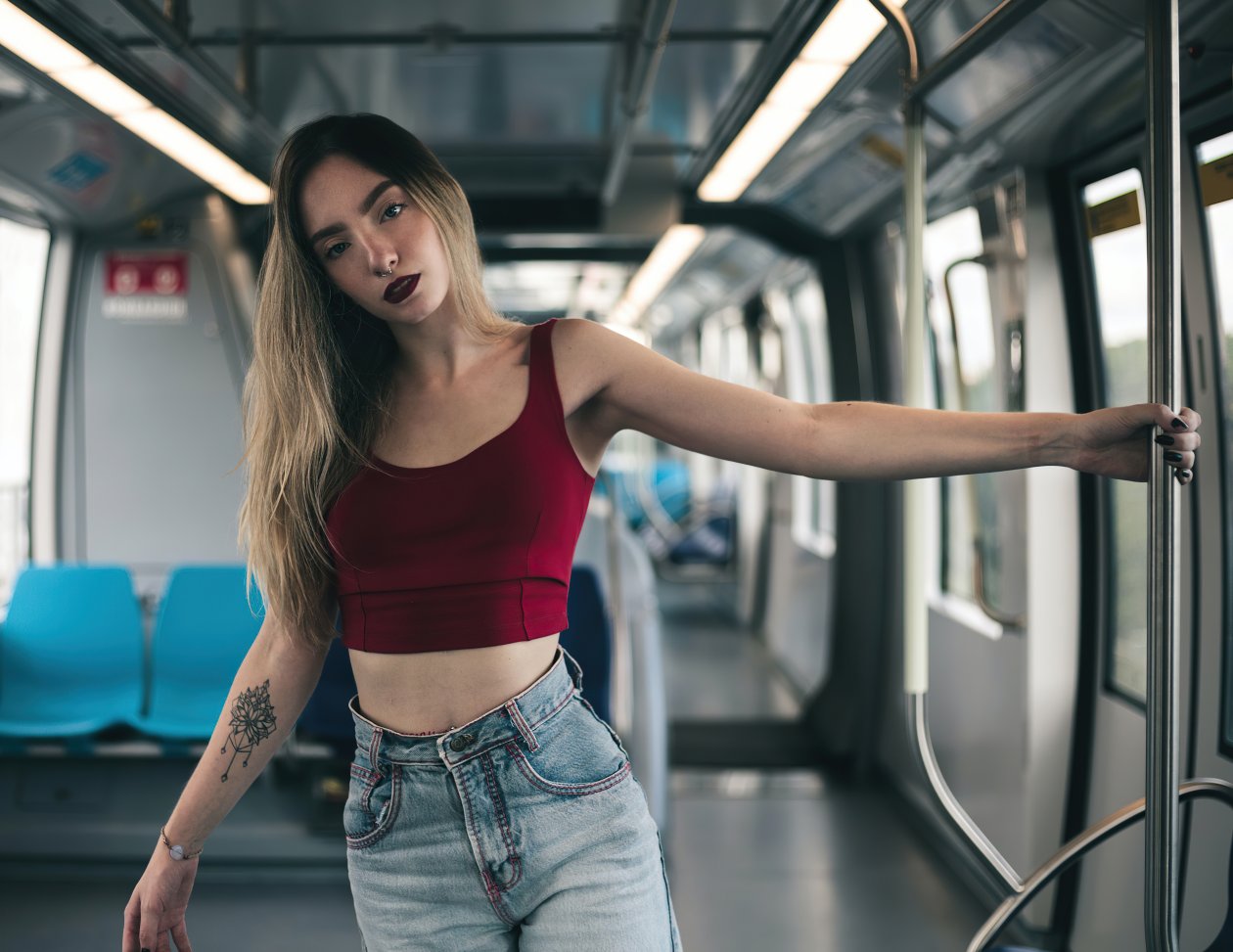 Girl Hand Holding The Handrail In The Bus 4k