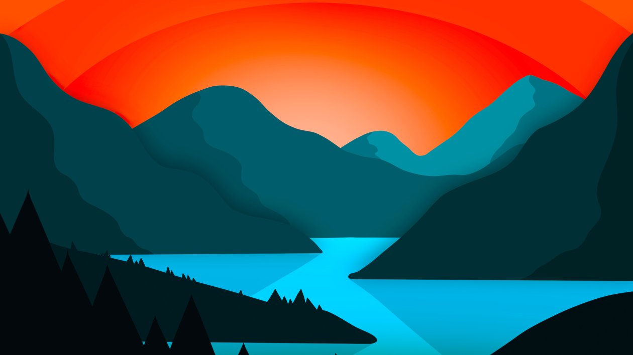Simple Minimal Mountains Landscape 4k