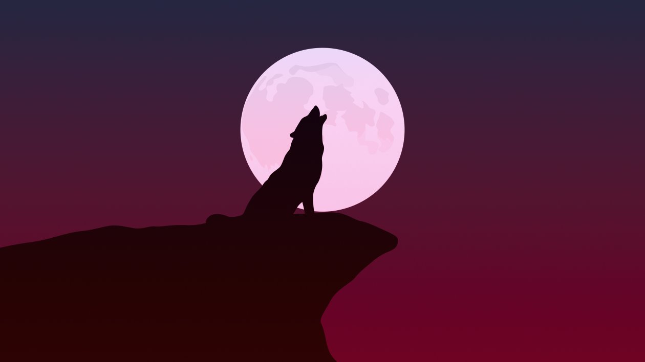 Howling Wolf Minimalist 4k