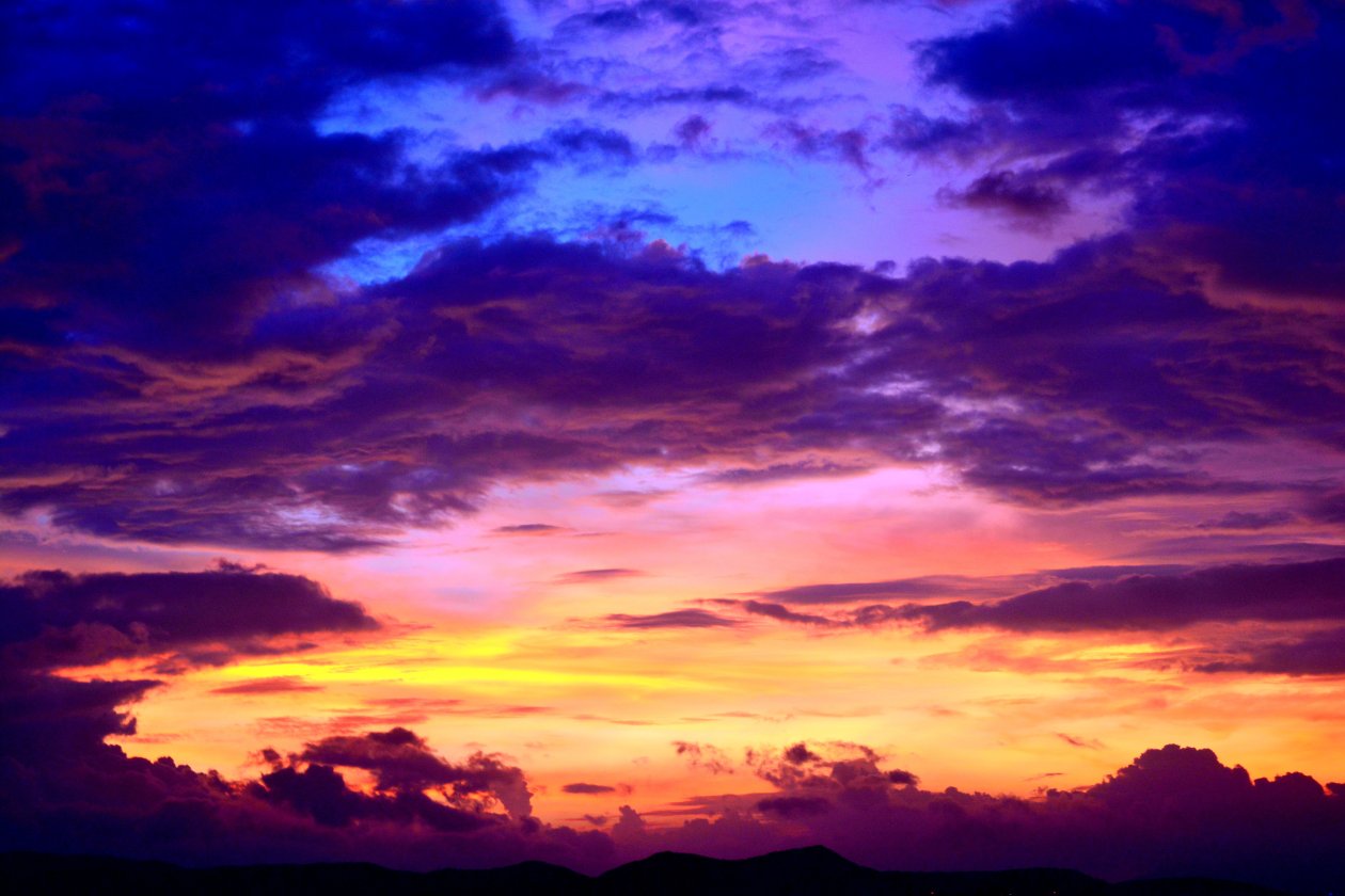 Cumulus Clouds Evening Silhouette