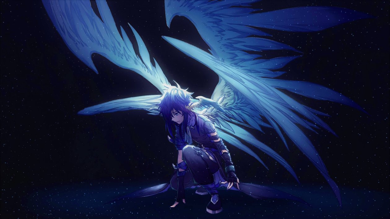 Blue Angel With Wings Anime