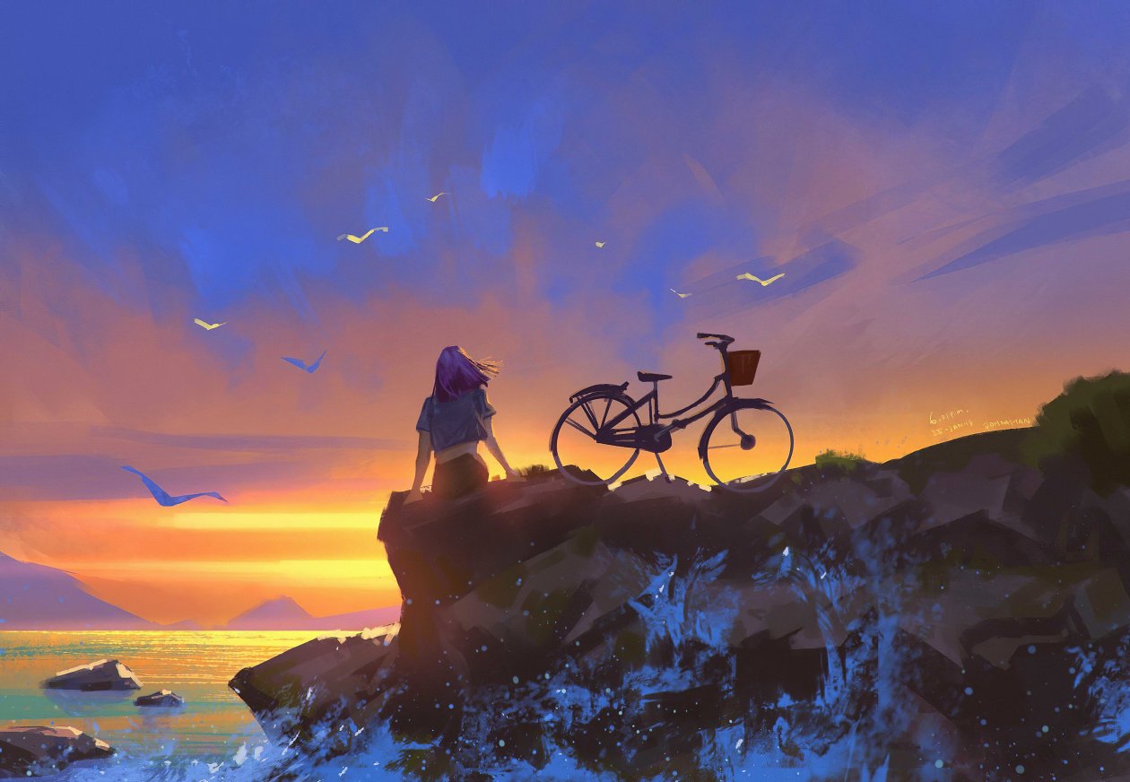 Girl Watching Sunset