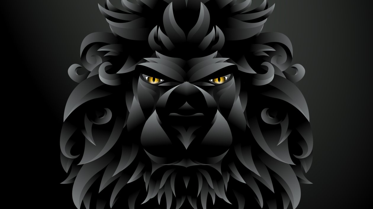 Dark Black Lion Illustration