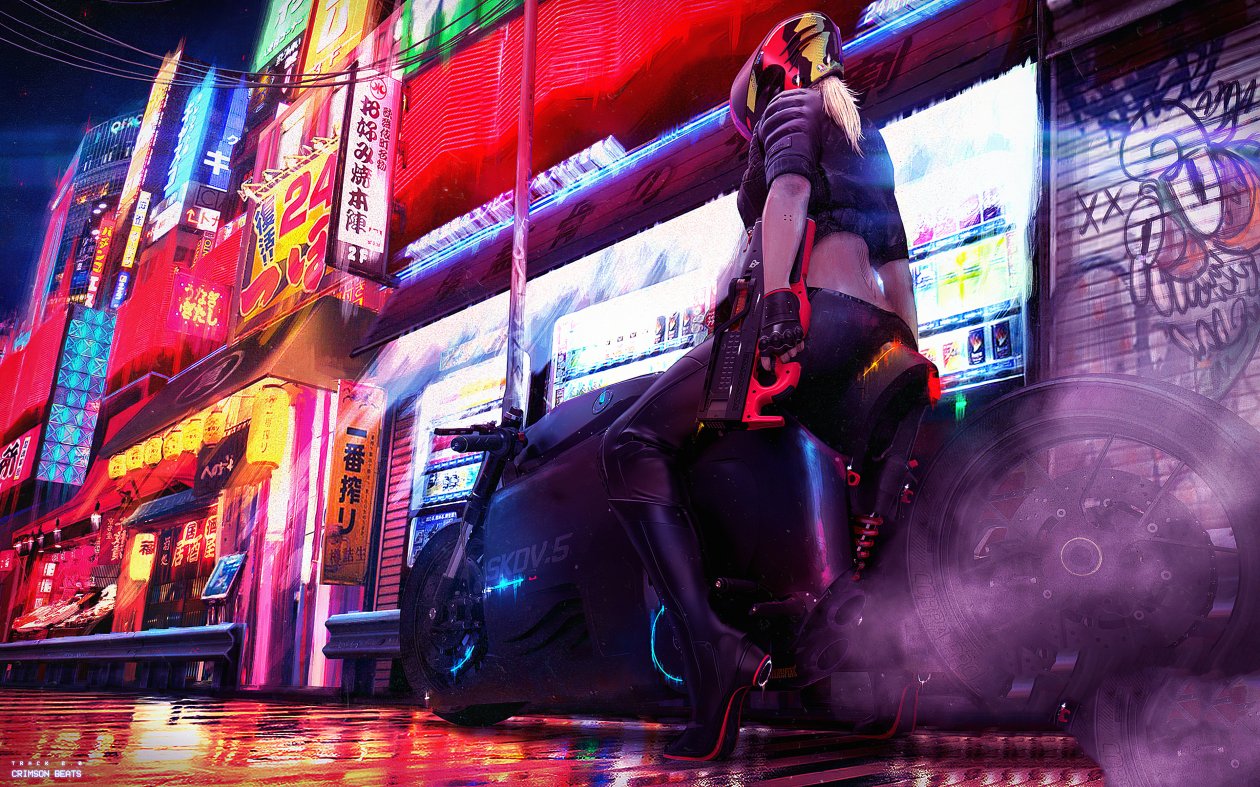 Cyberpunk Bike Girl Rear