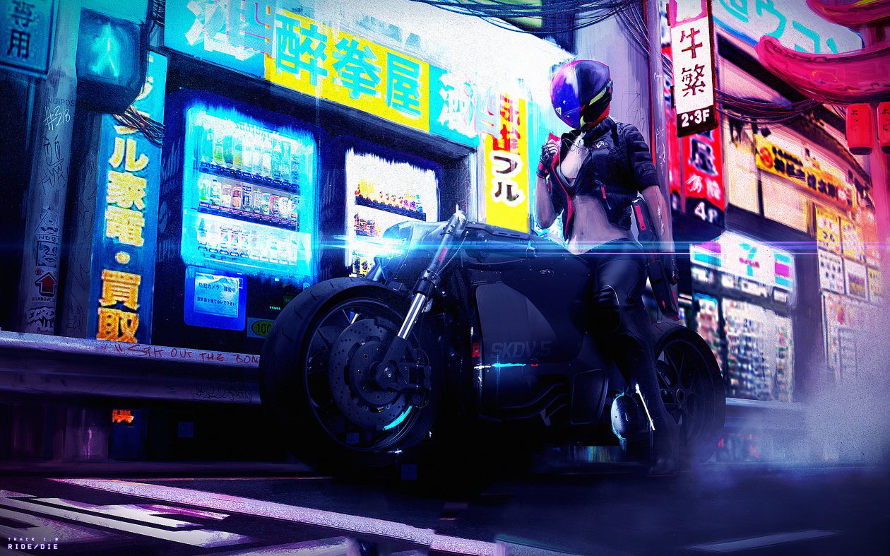 Cyberpunk Bike Girl 4k