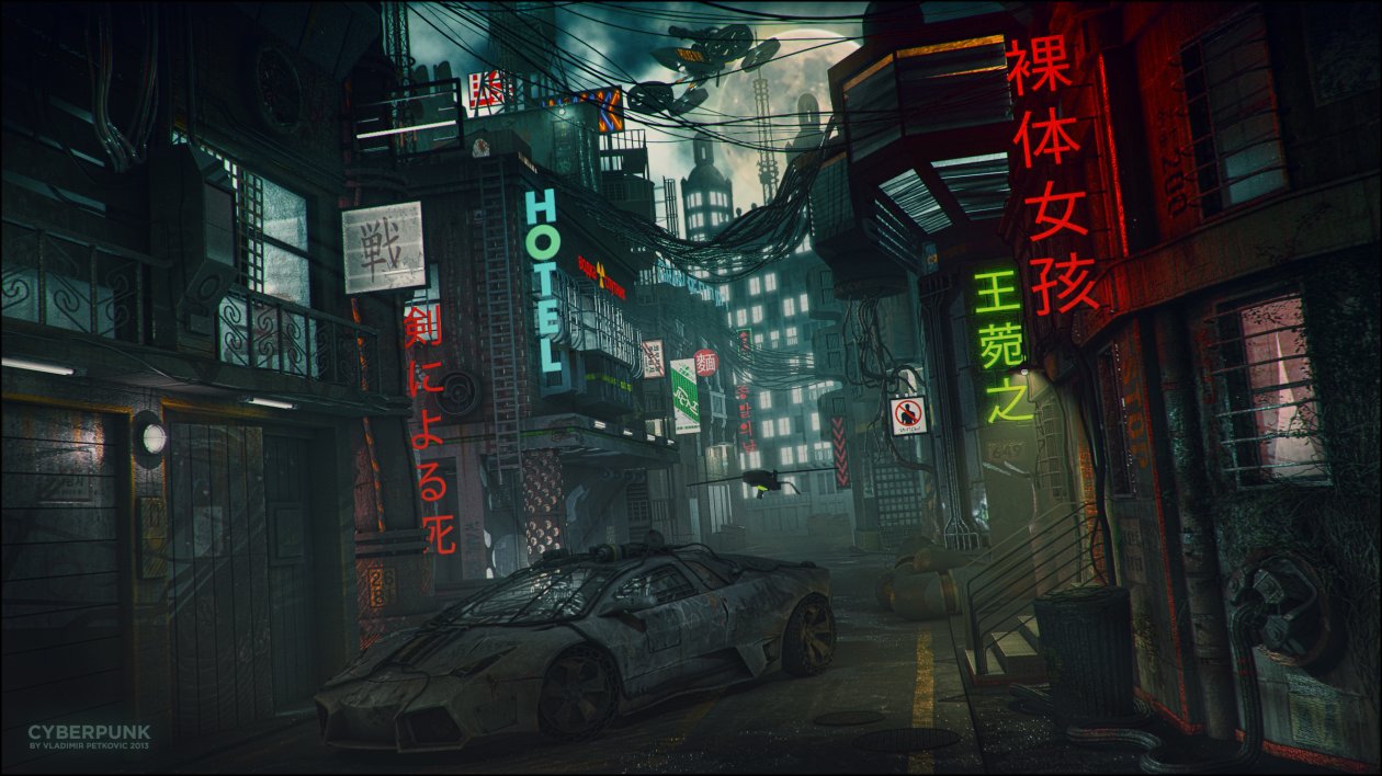 Lamborghini Cyperpunk Scifi Neon Lights