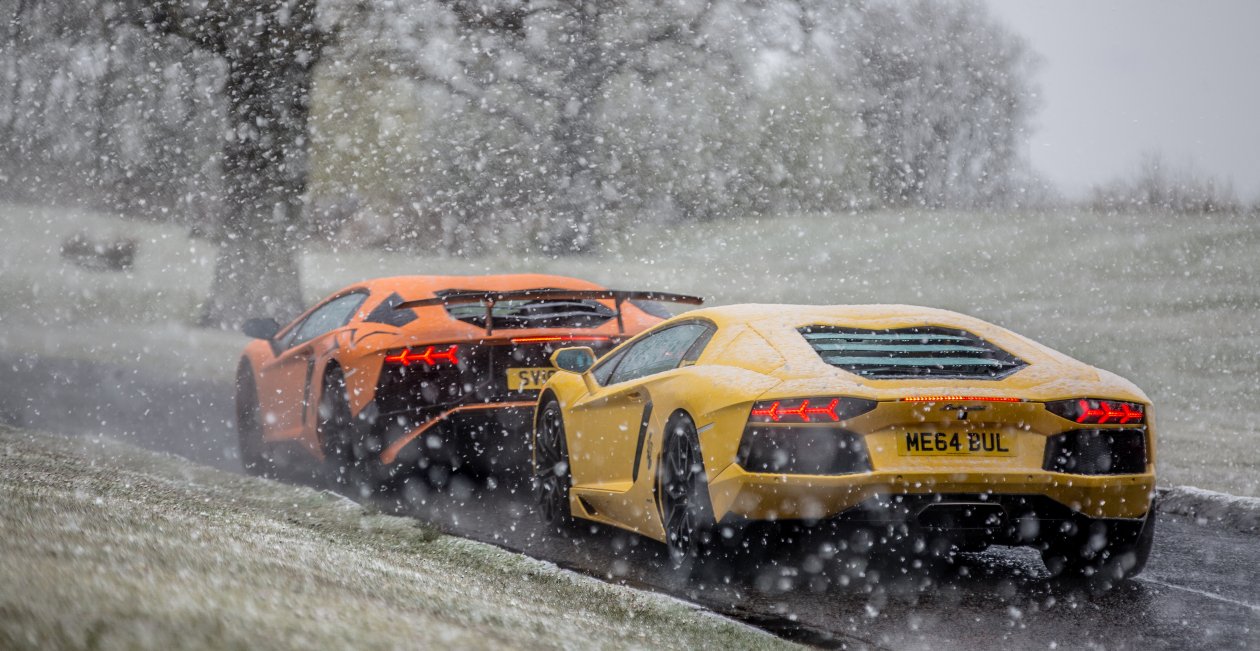 Lambos In The Snow