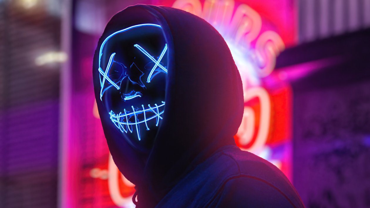 Neon Mask Boy City 4k