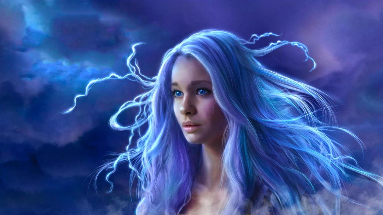 Blue Eyes Blue Hair Fantasy Girl Long Hair Woman