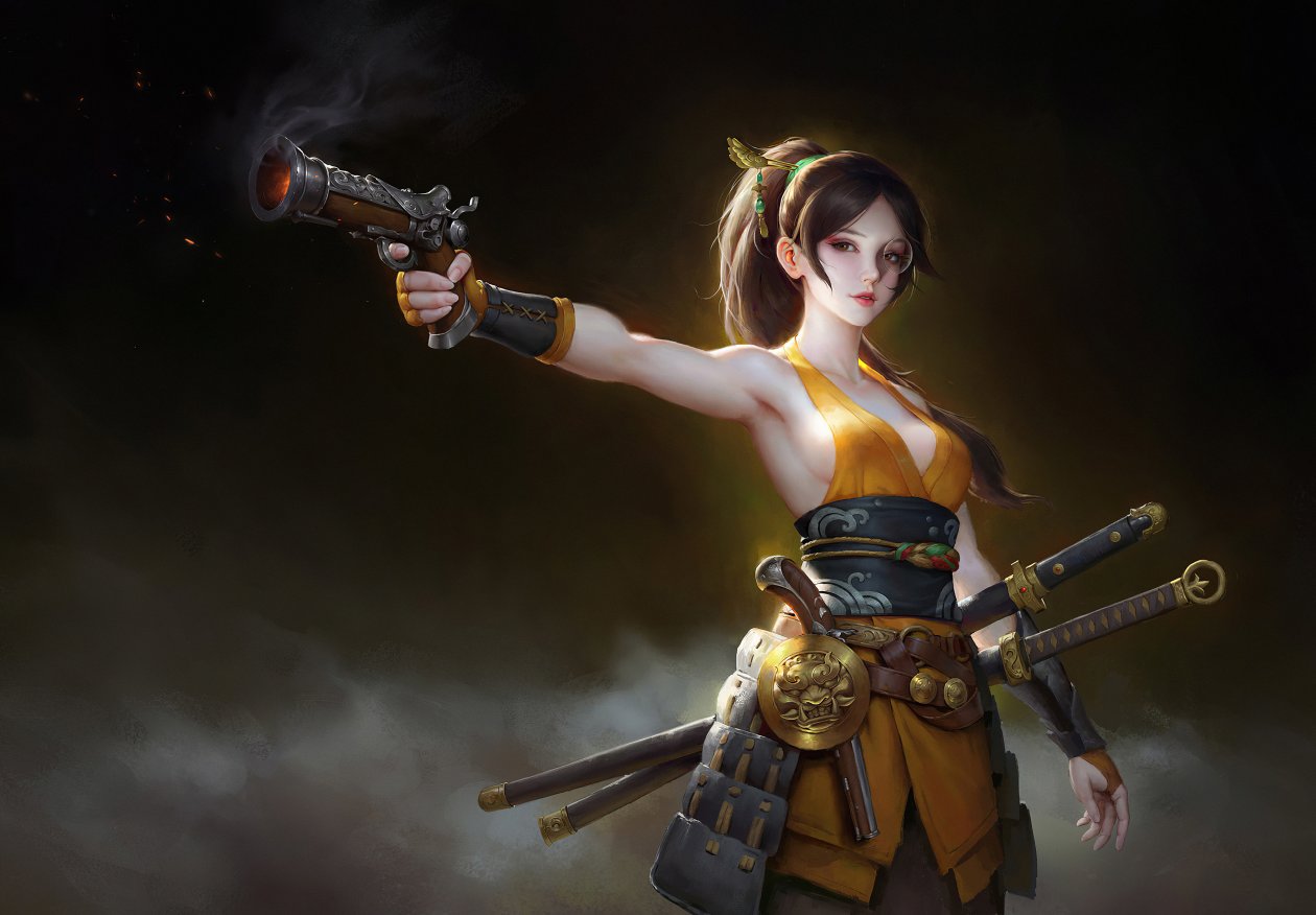 Girl With Guns And Sword