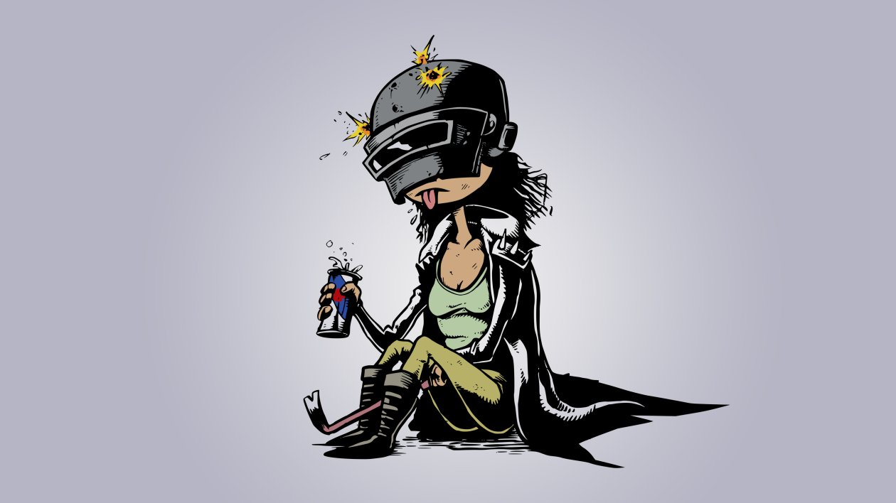 Pubg Girl Drinking Redbull Vector