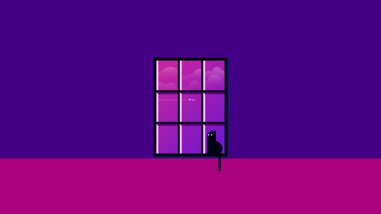 Cat Sitting Window Minimal 8k