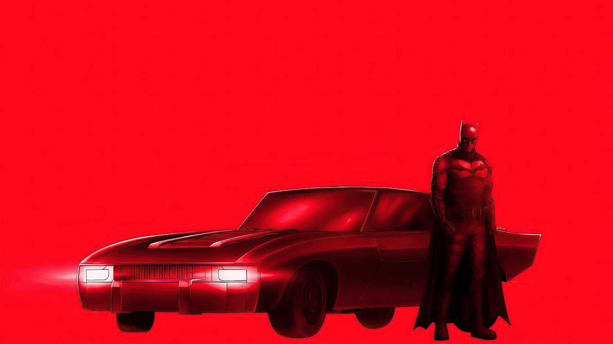 The Batman With Bat Mobile 4k